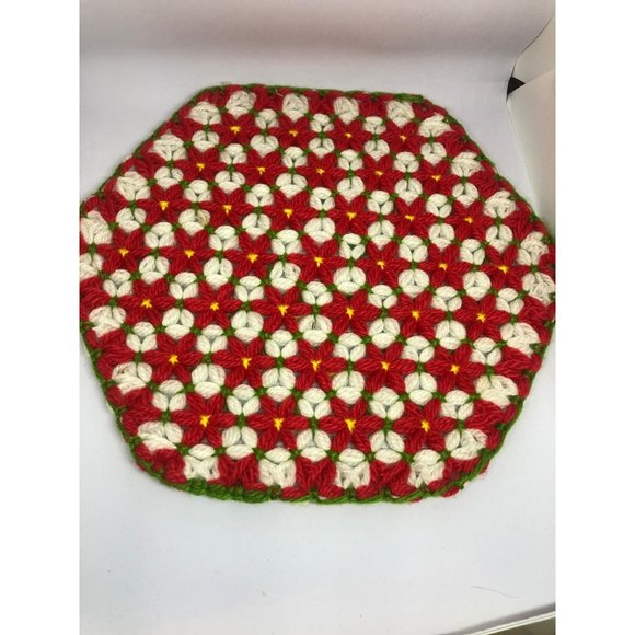 Set of 3 Six Sided Polygon Handmade Placemats, MCM Christmas Mats, Coasters, Dec - Picture 2 of 5